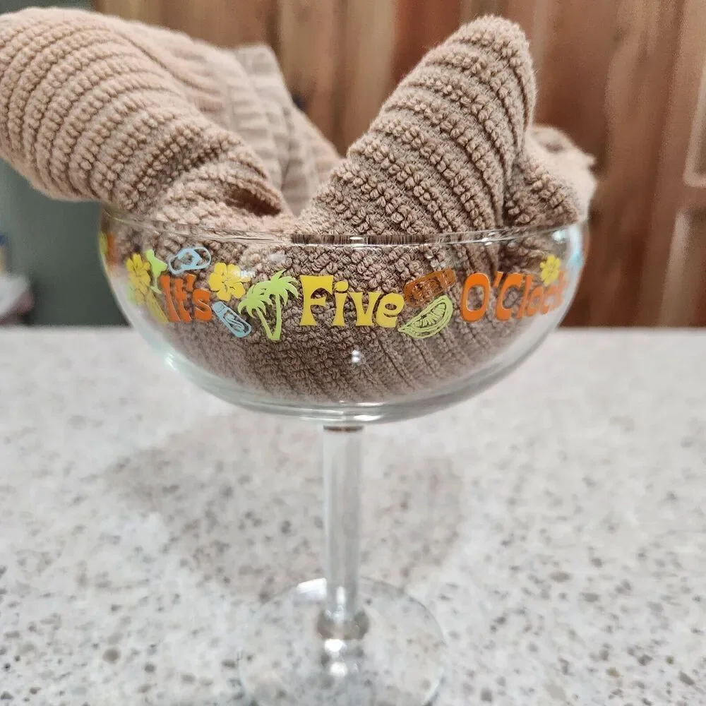 Margarita Glass Set Painted Beach Shoes, Trees Flower 'It's 5 O'Clock Somewhere'
